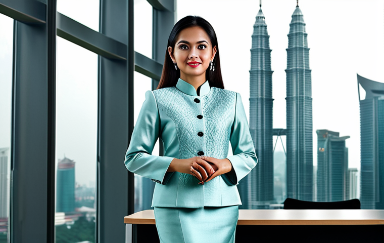 초개인화 마케팅의 성과 분석 방법 - Professional Environment**
"A confident, fully clothed woman in a modest, tailored kebaya, standing...