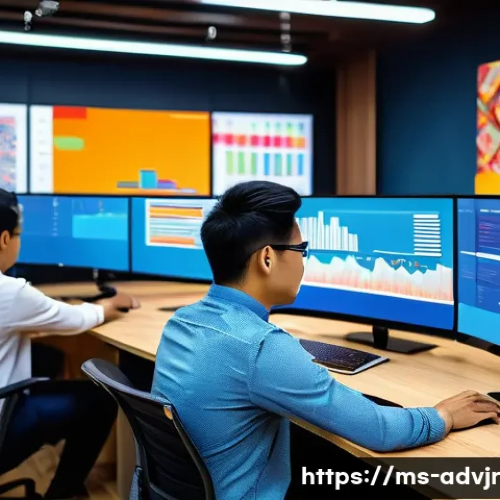 초개인화 마케팅과 고객 심리 분석 - A modern digital marketing office scene in Kuala Lumpur, Malaysia, showing a diverse team of young p...