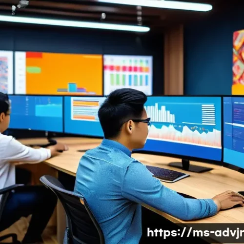 Home 33 초개인화 마케팅과 고객 심리 분석 - A modern digital marketing office scene in Kuala Lumpur, Malaysia, showing a diverse team of young p...