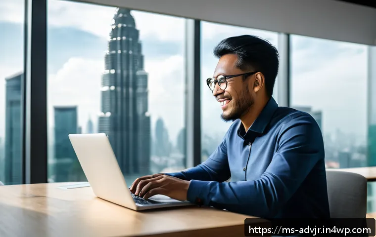 초개인화 마케팅 플랫폼 비교 - A modern Malaysian small business owner sitting at a sleek desk in a bright office, using a laptop w...