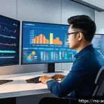 Home 23 초개인화 마케팅과 머신러닝의 융합 - A modern Malaysian marketing team in a sleek office environment analyzing dynamic customer segmentat...