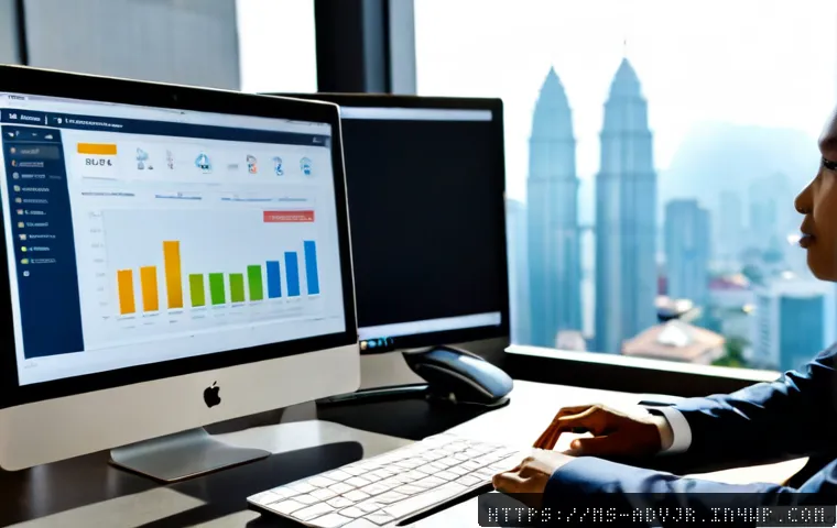 초개인화 마케팅을 위한 고객 분석 툴 - Photorealistic modern customer analytics workspace in Kuala Lumpur, Malaysian marketing analyst revi...